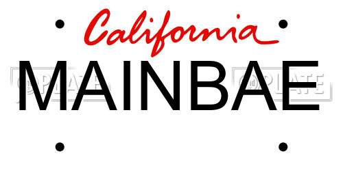 MAINBAE California License Plate