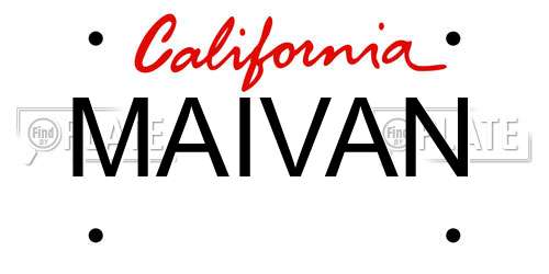 MAIVAN California License Plate