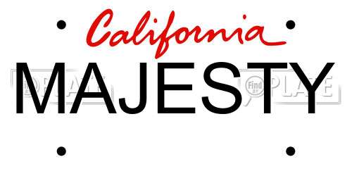 MAJESTY California License Plate