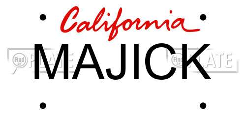 MAJICK California License Plate