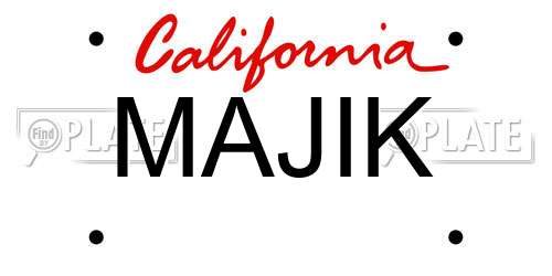 MAJIK California License Plate