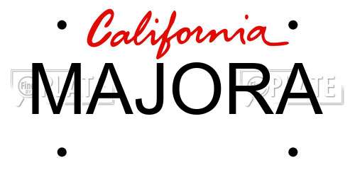 MAJORA California License Plate