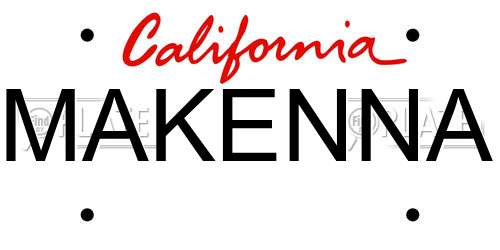 MAKENNA California License Plate