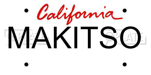 MAKITSO California License Plate