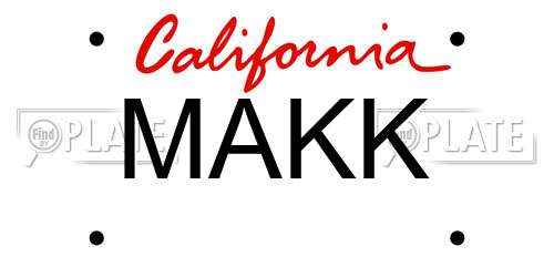 MAKK California License Plate