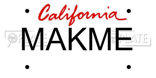 MAKME California License Plate