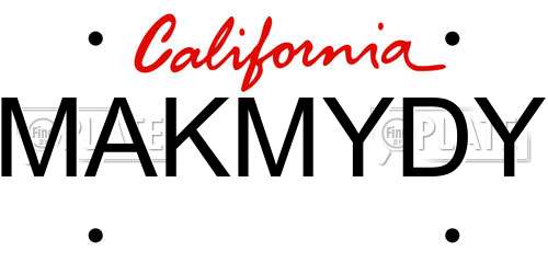MAKMYDY California License Plate