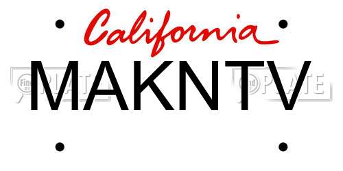 MAKNTV California License Plate