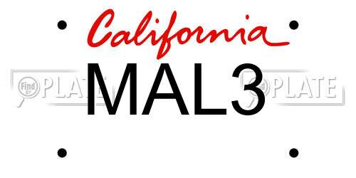 MAL3 California License Plate