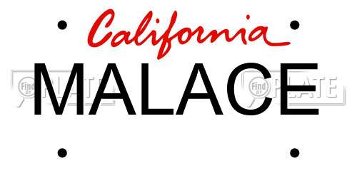MALACE California License Plate