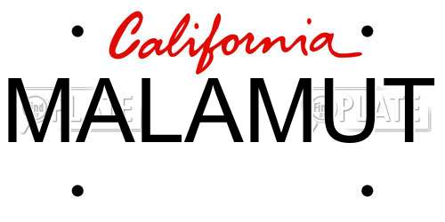 MALAMUT California License Plate