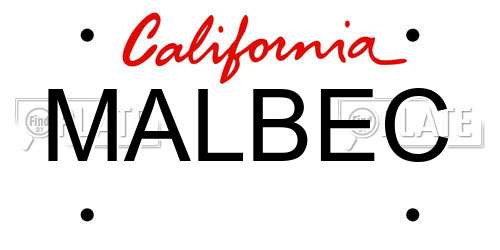 MALBEC California License Plate