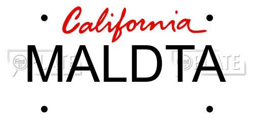 MALDTA California License Plate