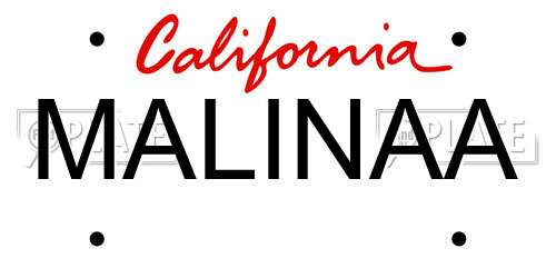 MALINAA California License Plate