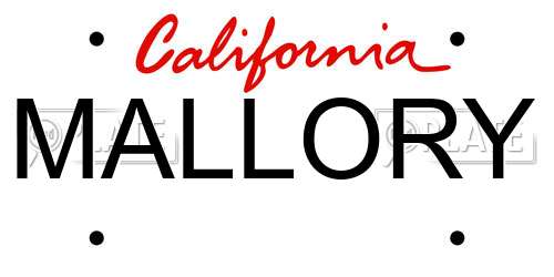 MALLORY California License Plate