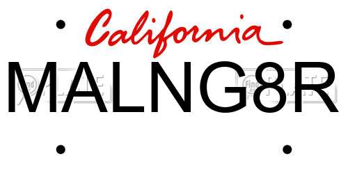 MALNG8R California License Plate