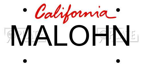 MALOHN California License Plate
