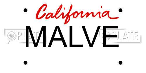 MALVE California License Plate