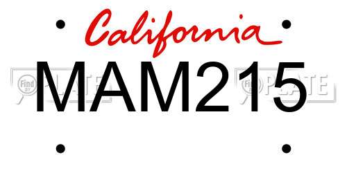 MAM215 California License Plate