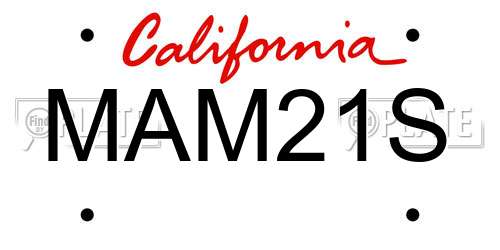 MAM21S California License Plate
