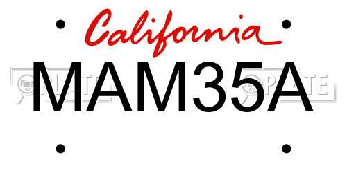 MAM35A California License Plate