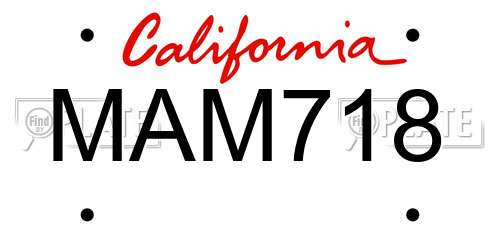 MAM718 California License Plate