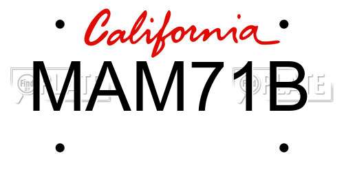 MAM71B California License Plate