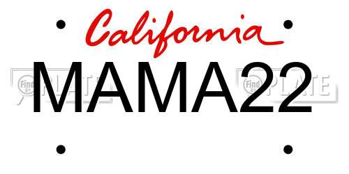 MAMA22 California License Plate