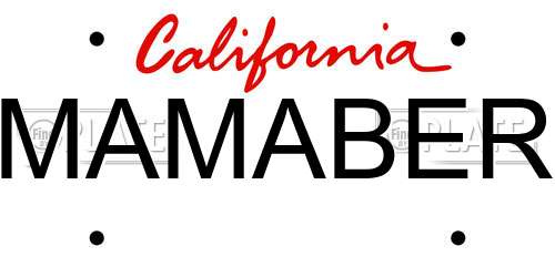 MAMABER California License Plate