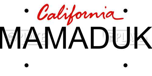 MAMADUK California License Plate
