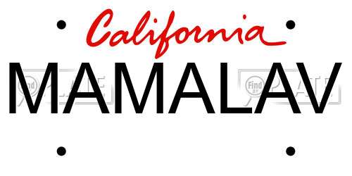 MAMALAV California License Plate