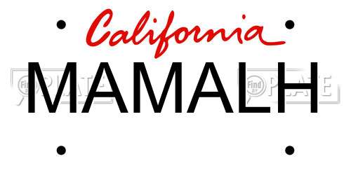 MAMALH California License Plate