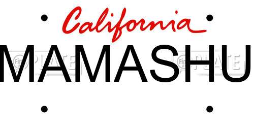 MAMASHU California License Plate