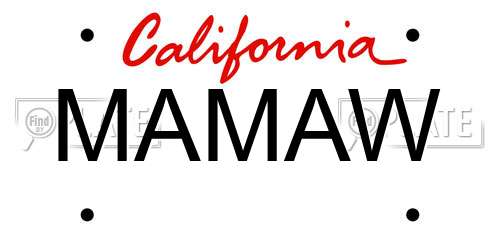 MAMAW California License Plate