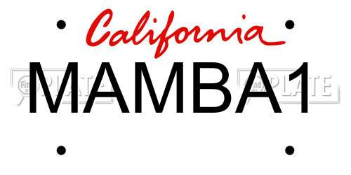MAMBA1 California License Plate