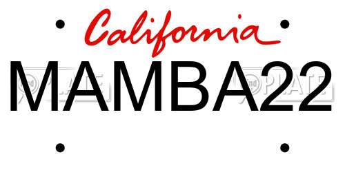 MAMBA22 California License Plate