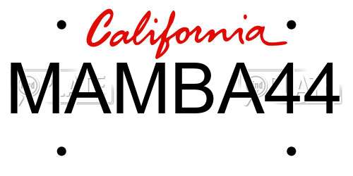 MAMBA44 California License Plate