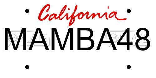 MAMBA48 California License Plate