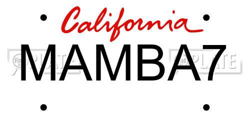 MAMBA7 California License Plate