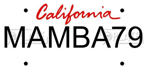MAMBA79 California License Plate