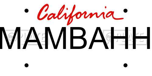 MAMBAHH California License Plate