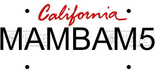 MAMBAM5 California License Plate
