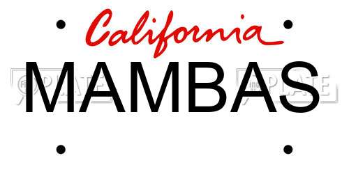 MAMBAS California License Plate
