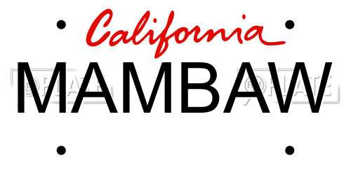 MAMBAW California License Plate