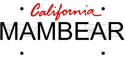 MAMBEAR California License Plate