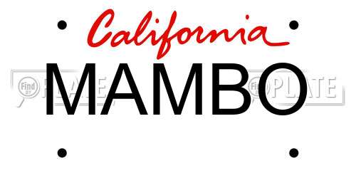 MAMBO California License Plate