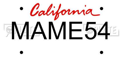 MAME54 California License Plate
