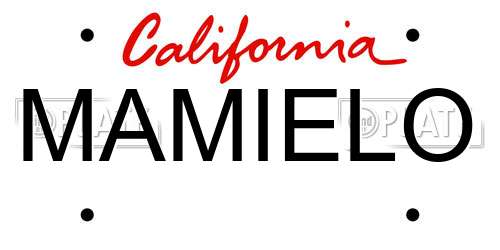 MAMIELO California License Plate