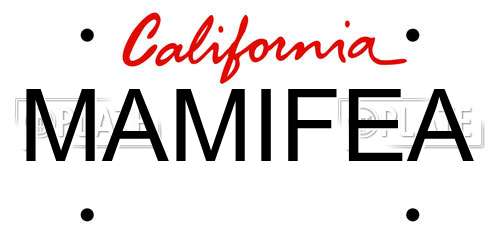 MAMIFEA California License Plate