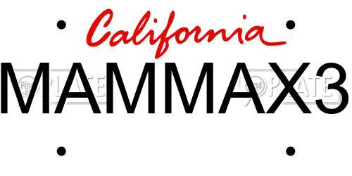 MAMMAX3 California License Plate